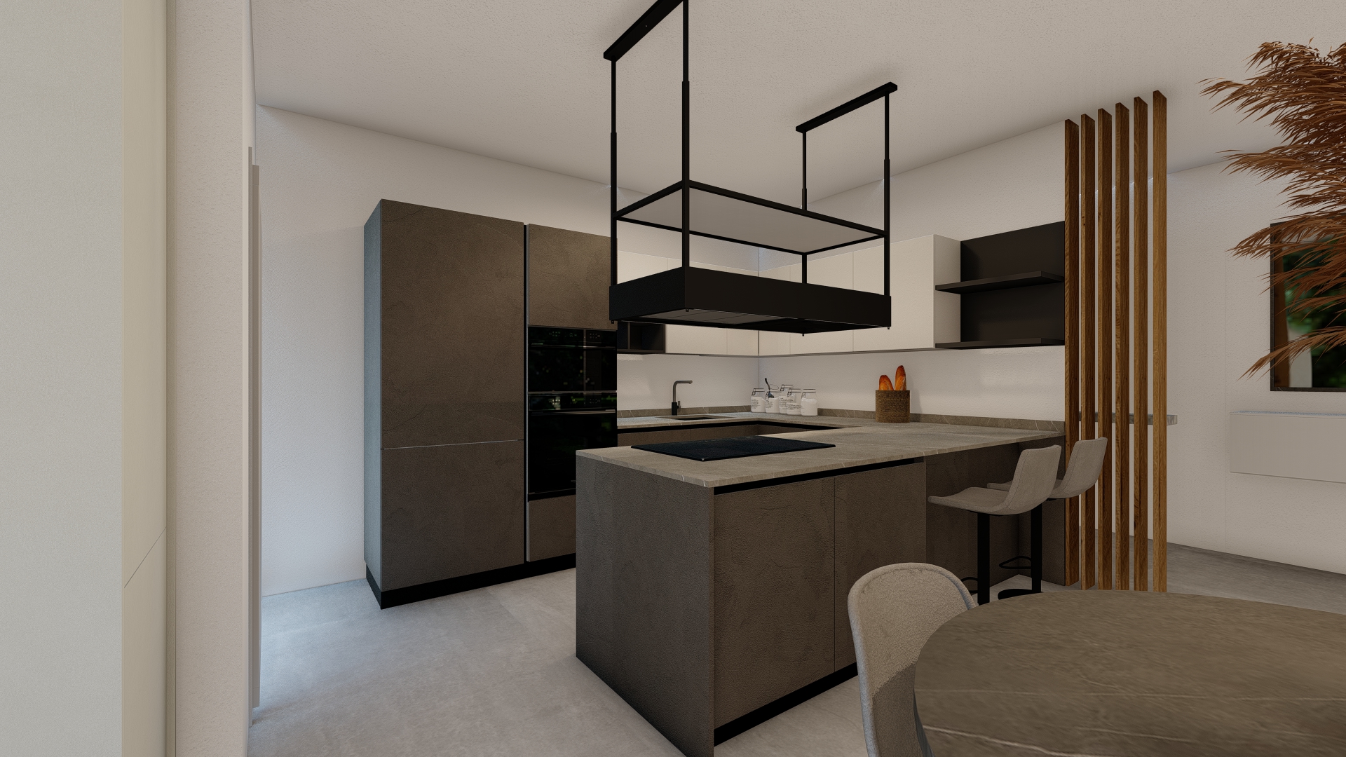 Render fotorealistico Fanton Mobili: isola